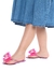 Chinelo laço metalizado grande rosa glitter juvenil alta qualidade Juju Shoes - comprar online