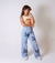 Calça Jeans Wide Leg Borboleta