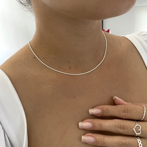 Chocker cordão baiano 40cm - prata 925