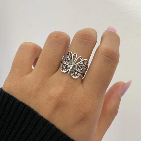 Anel Borboleta Grande - Prata 925 - comprar online