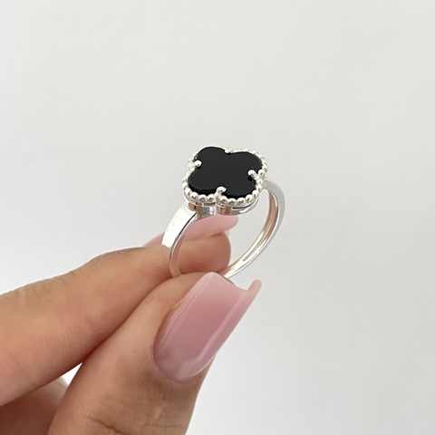 Anel Trevo Preto - Prata 925 - comprar online