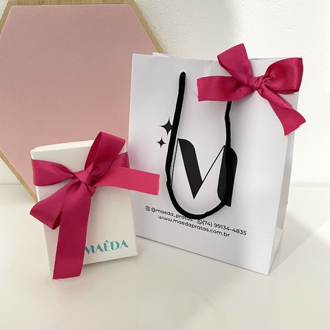 Caixa Para Presente com Laço Rosa