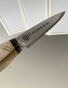 CUCHILLO ARTESANAL DE ACERO INOXIDABLE CON GRABADO A ELECCION en internet