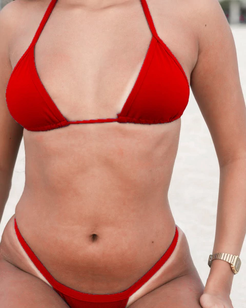 Vermelho Cortininha + Calcinha bronze fio sem regulador - comprar online