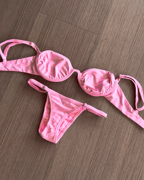 Rosa bebê gringa + calcinha fio com regulador 078