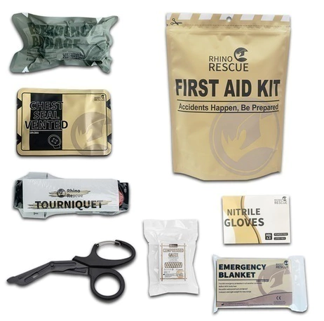 Trauma Kit IFAK básico com 07 acessórios RHINO RESCUE Primeiros Socorros - First Aid Kit - Com torniquete