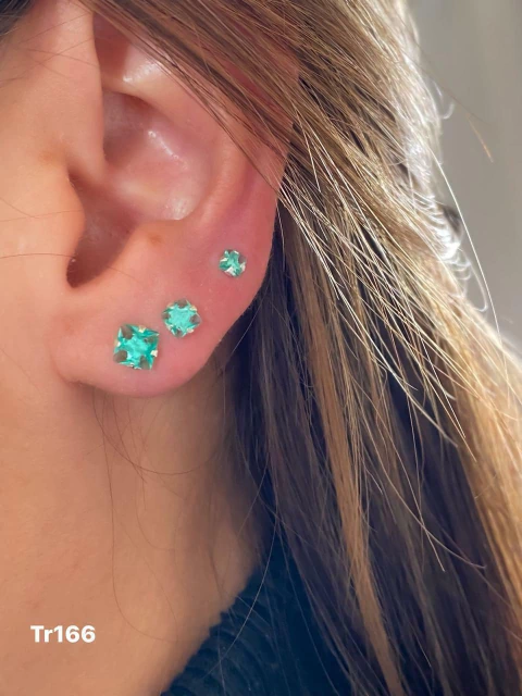 TRIO ZIRCONIA QUADRADAS TURMALINA