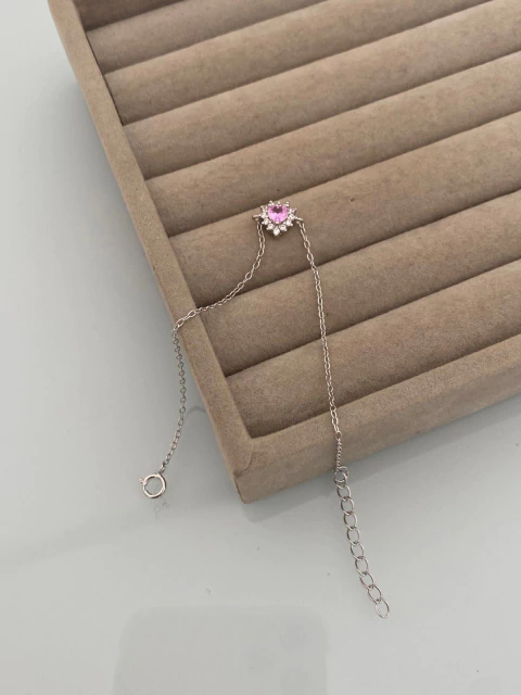 PULSEIRA CORAÇÃO CRAVEJADA PINK