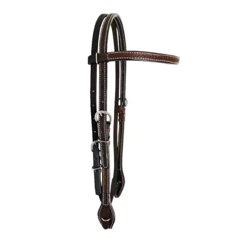 Cabeçada de Testa em Couro Costurada - Café