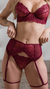 Cinta liga Jardim Secreto - cinta em tule bordado na cor marsala