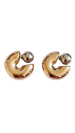 Argola Tubo Duo Colors - Ouro e Ródio Branco