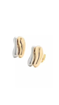 Brinco Palitinhos Dois Banhos | Ouro e Ródio Branco - comprar online