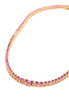 Colar Riviera Pink com Banho em Ouro ou Ródio Branco