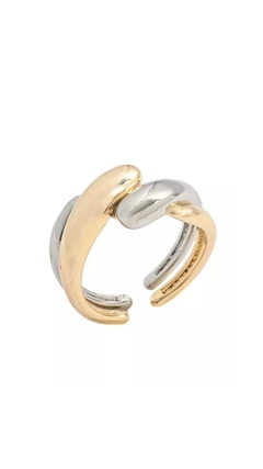 Anel Dual com Dois Banhos | Ouro 18k e Ródio Branco - comprar online