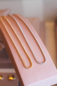 Choker Mini Riviera com Banho em Ouro ou Ródio Branco - Acessórios Amalie
