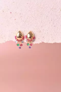 Brinco Feminino Gota com Cristais Banhado a Ouro na internet