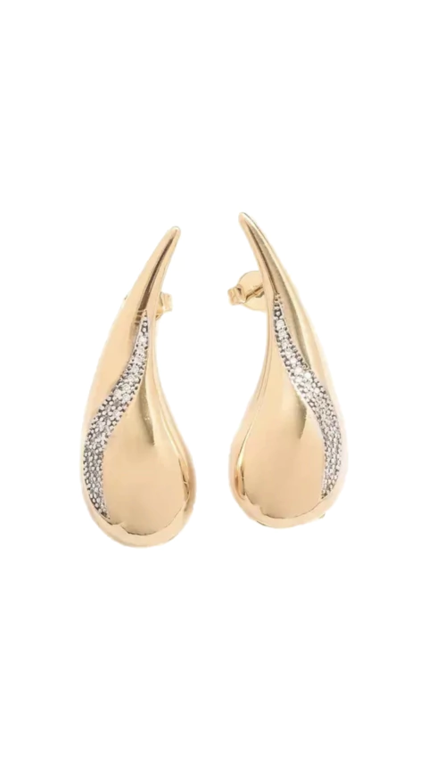 Brinco Gota Cravejada com Banho em Ouro 18k ou Ródio Branco - comprar online