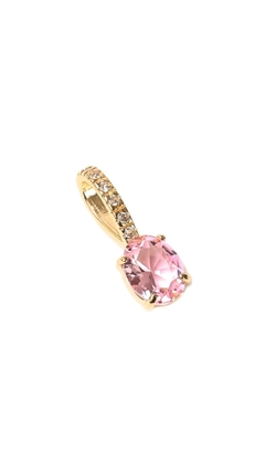 Pingente Feminino Oval Safira Rosa Banhado a Ouro