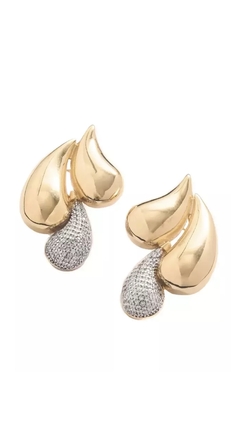 Brinco Três Gotas com Banho em Ouro 18k | Canetiado em Ródio Branco - comprar online