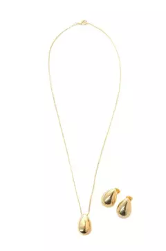 Conjunto Gota Lisa com Banho em Ouro - comprar online