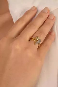 Anel Afeto com Banho em Ouro 18k e Canetiado em Ródio Branco - comprar online