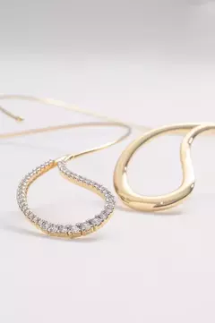 Gargantilha Cravejada Sintonia com Banho em Ouro 18k | Canetiado em Ródio Branco - Acessórios Amalie