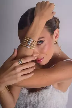 Bracelete Gotas com Banho em Ouro 18k | Canetiado em Ródio Branco na internet
