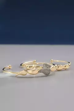 Bracelete Gotas com Banho em Ouro 18k | Canetiado em Ródio Branco - Acessórios Amalie