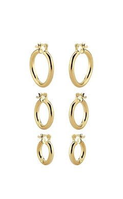 Trio de Argolinhas Lisas com Banho em Ouro - comprar online
