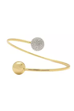 Bracelete Bola Dois Banhos Cravejado | Ouro 18k e Ródio Branco