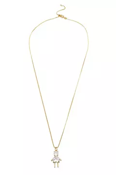Colar Pingente Cristal Filha com Banho em Ouro 18k ou Ródio Branco
