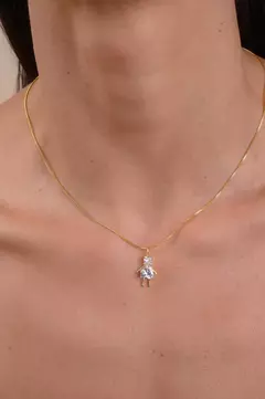 Pingente Cristal Filha com Banho em Ouro 18k ou Ródio Branco - comprar online