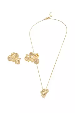 Conjunto Esferas e Zircônias com Banho em Ouro 18k