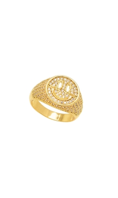 Anel Dedinho Smile Cravejado com Banho em Ouro - comprar online