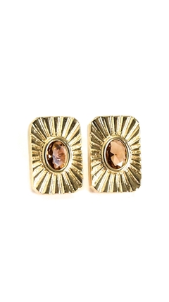 Brinco Feminino Vintage Marrom Banhado a Ouro 18K