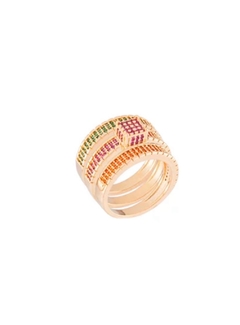 Anel Cravejado Rainbow com Banho em Ouro