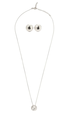 Conjunto Mini Botão com Banho em Ródio Branco - comprar online