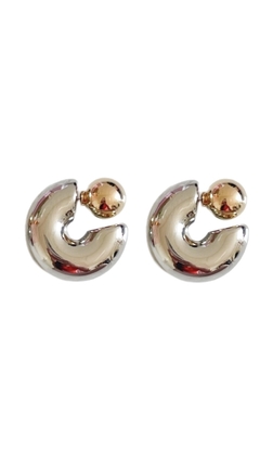 Argola Tubo Duo Colors - Ródio Branco E Ouro