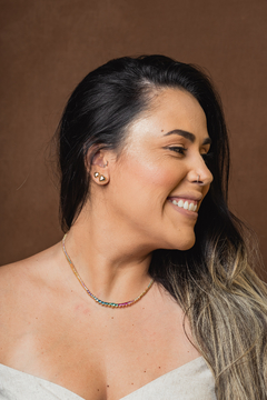 Gargantilha Riviera Degradê Colorida Banhada a Ouro 18K - comprar online
