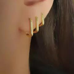 Triozinho de Argolas Retangulares com Banho em Ouro na internet
