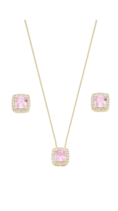Conjunto Clássico Ponto de Luz Rose com Banho em Ouro