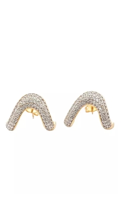 Brinco Orgânico Cravejado com Banho em Ouro 18k | Canetiado em Ródio Branco - comprar online