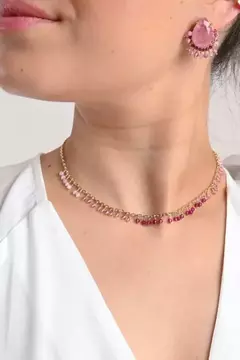Kit Zircônias Pink com Banho em Ouro 18k - comprar online