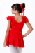 Collant Manga de Babados com Saia Vermelho