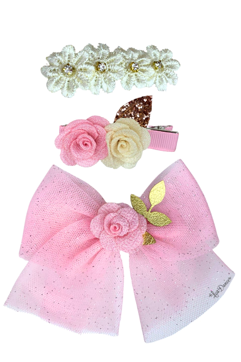 Trio Presilhas com Laço Flores Delicadas - comprar online