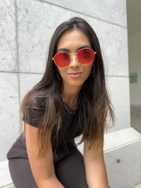 Óculos de Sol Enjoy Dourado Laranja