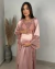 Conjunto Camisola Amamentação e Robe - Cetim Romance (Rosé) com renda Verde claro- Deluxe - loja online