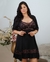Camisola de Amamentação com Robe Preto Renda Bicolor Preto com Romance - loja online