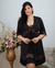 Camisola de Amamentação com Robe Preto Renda Bicolor Preto com Romance