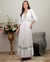 Imagem do Camisola Longa de Amamentação com Robe Longo bicolor Branca com renda bicolor